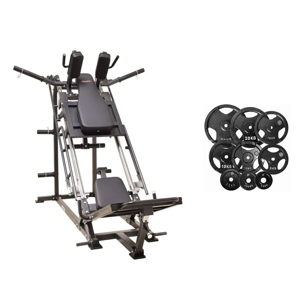 Elite45° Leg Press Hack Squat 850 Lbs Load 80 Kg STD Plates PAK 3